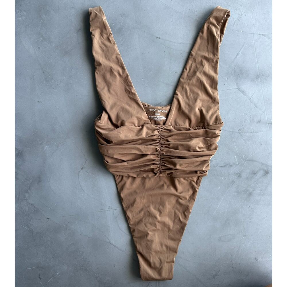 Viral Riot Swim Echo One Piece Moderate Swimsuit - Brown Sugar